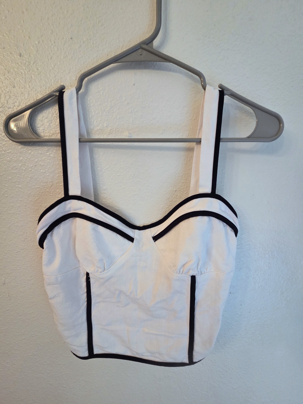 Sienna Sky - White Bustier Crop Top with Black Trim